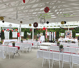 Dining tables in Saginaw Michigan ballroom.